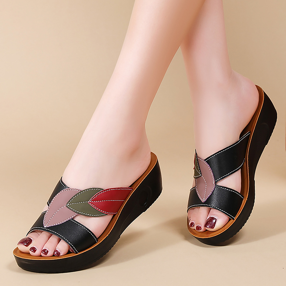 Ethnic Modern Fashion - 여성용 두꺼운 밑창 웨지 스니커즈, 샌들,