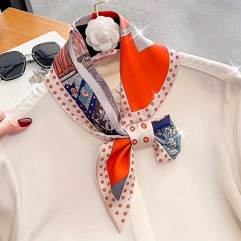 여성용 보호 시크 오렌지 꽃 프린트 스키니 네커치프 스 - Ethnic Fashion Design 리뷰 및 가격