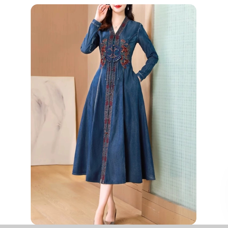 봄/가을 신상, 자수 장식의 복고풍 에스닉 스타일 카우 - New Ethnic Fashion 리뷰 및 가격